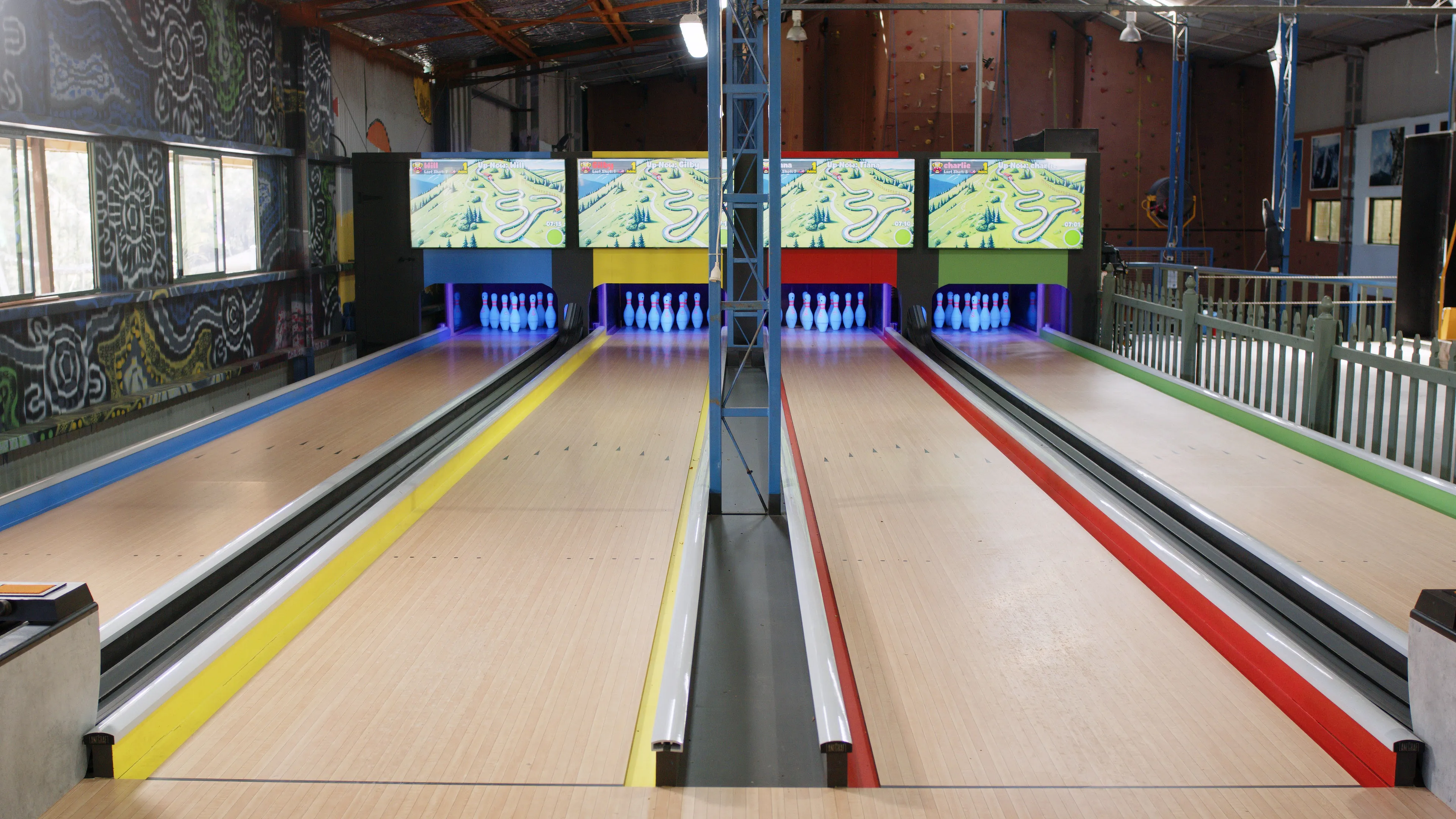 Multiple LaneCraft bowling lanes in a custom entertainment venue